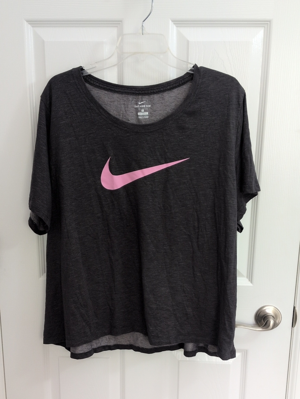 Nike Dri-FIT Tee - Dark Gray Heather With Pink Swoosh - 3X